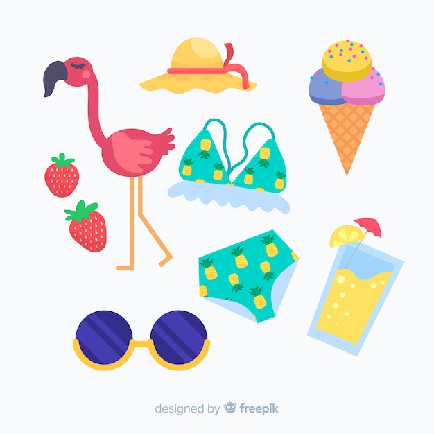 Free vector colorful summer elements collection