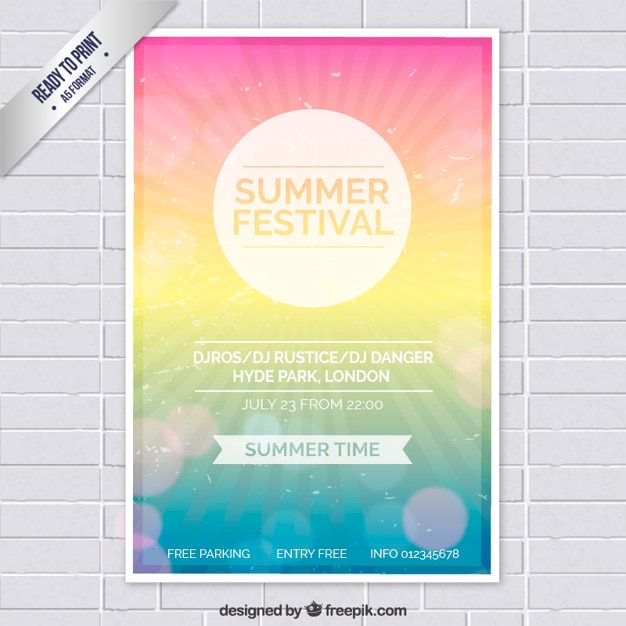 Free vector colorful summer festival poster