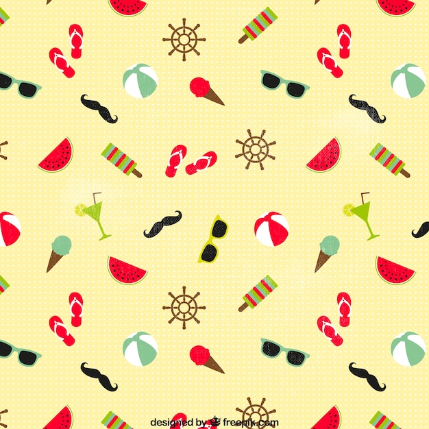 Colorful summer icons pattern