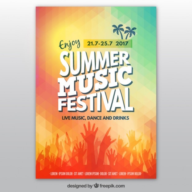 Free vector colorful summer music festival poster