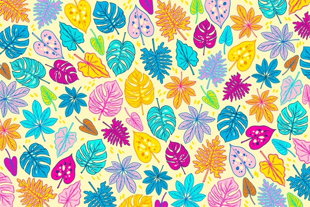 Colorful summer pattern design with leaves