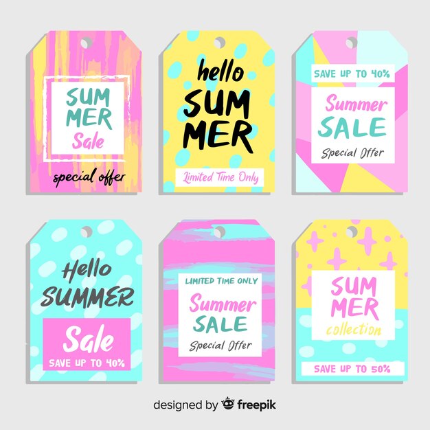 Colorful summer sale label collection