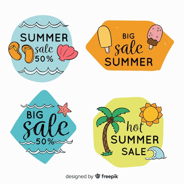 Free vector colorful summer sale label collection