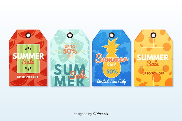화려한 여름 판매 라벨 컬렉션