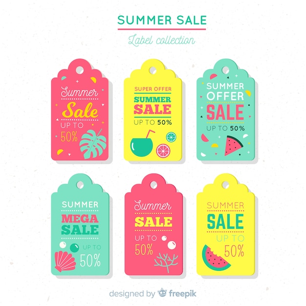 Бесплатное векторное изображение Красочная летняя распродажа этикетки