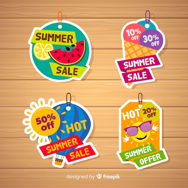 Colorful summer sale label collection