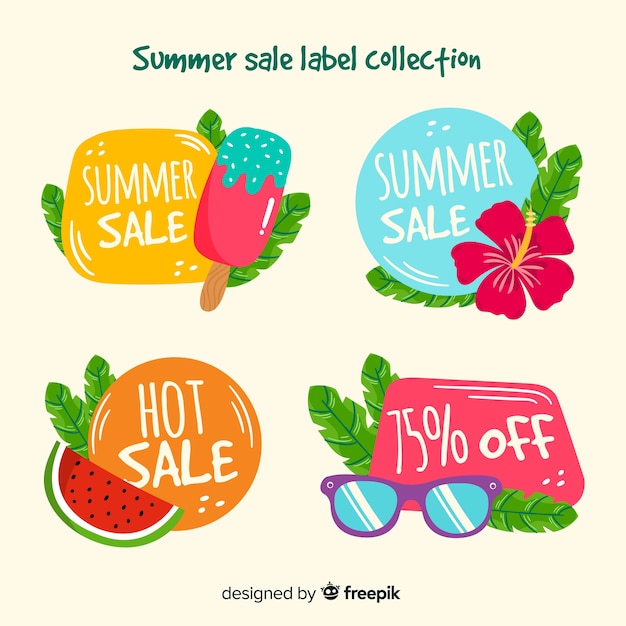 Colorful summer sale label collection