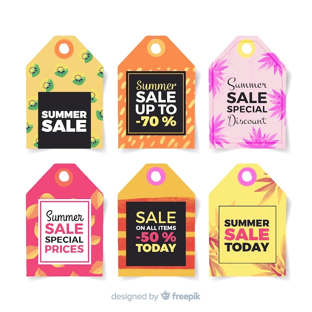 Free vector colorful summer sale label collection