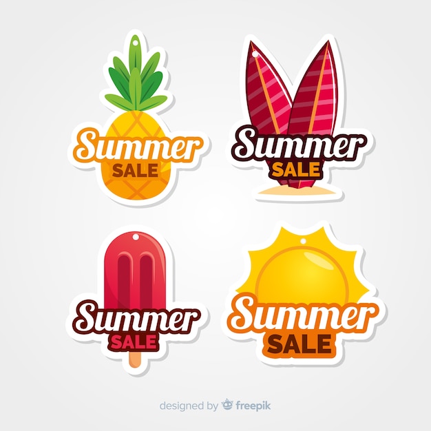 Free vector colorful summer sale label collection