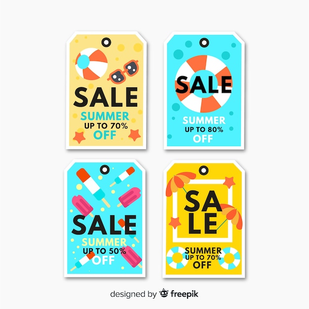 Free vector colorful summer sale label collection