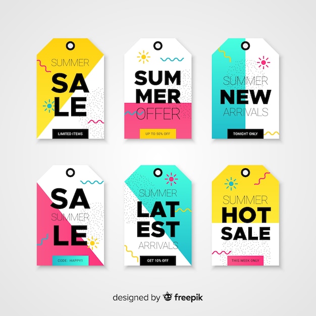 Colorful summer sale label collection