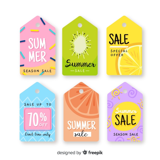 Colorful summer sale labels collection