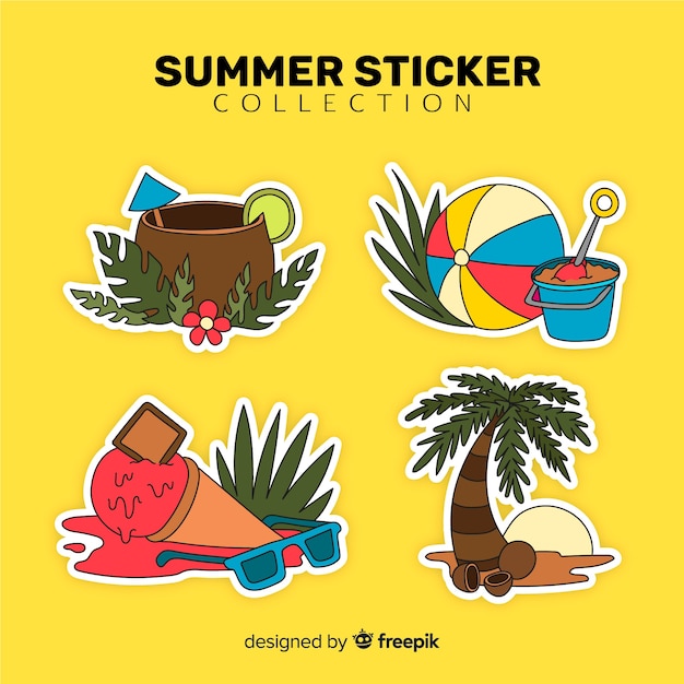 Colorful summer sticker collection