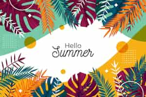 Free vector colorful summer wallpaper with leaves