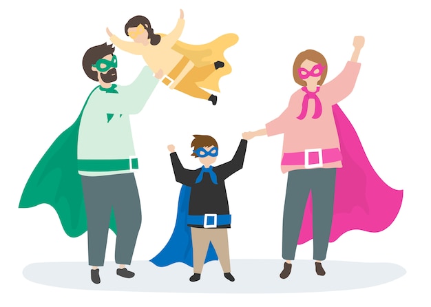 Free vector colorful superheros to the rescue