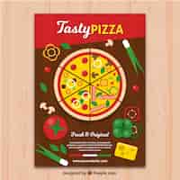 Vettore gratuito flyer gustoso pizza colorato