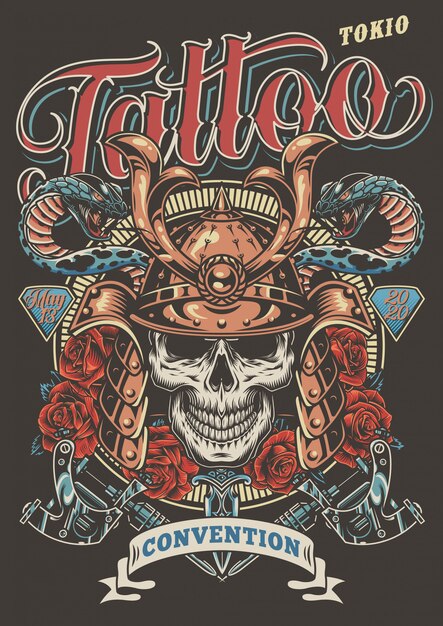 Colorful tattoo festival advertising poster