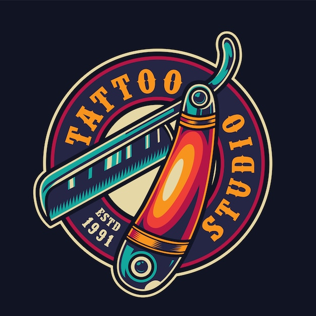 Free vector colorful tattoo studio logotype