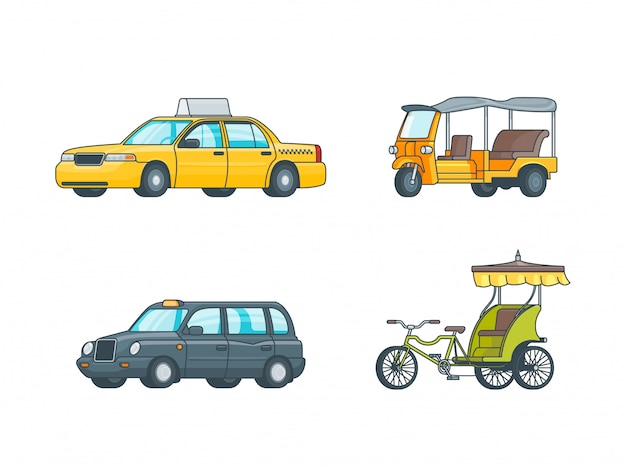 Free vector colorful taxi transport collection