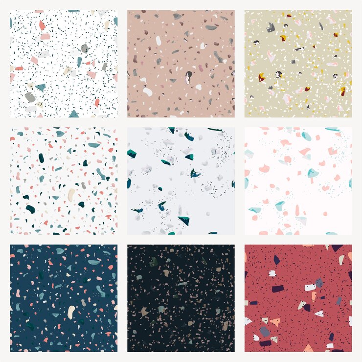 Free Vector colorful terrazzo abstract background set