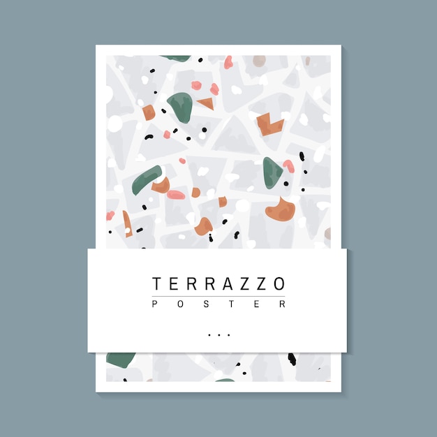 Colorful terrazzo pattern poster vector