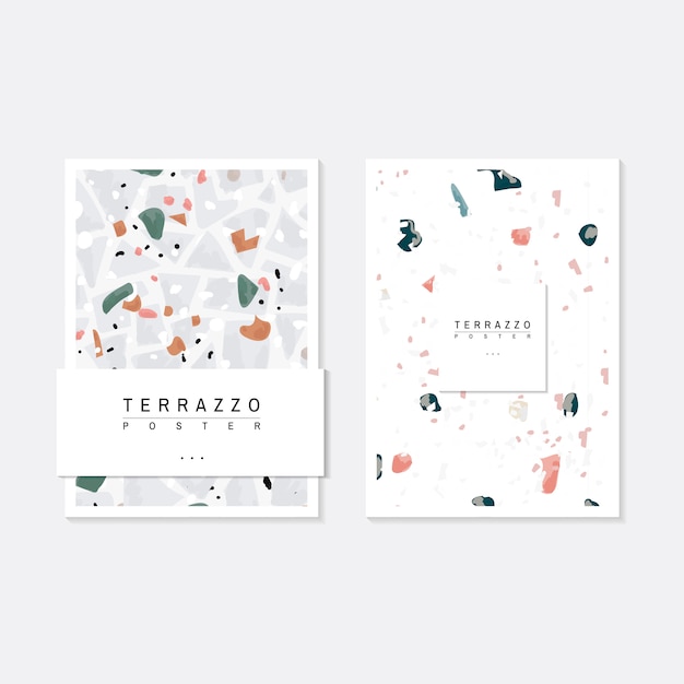 Free vector colorful terrazzo pattern posters vector set