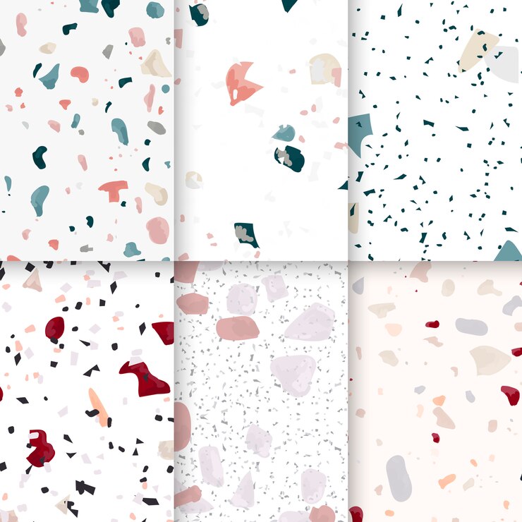 Free Vector colorful terrazzo seamless pattern posters vector set