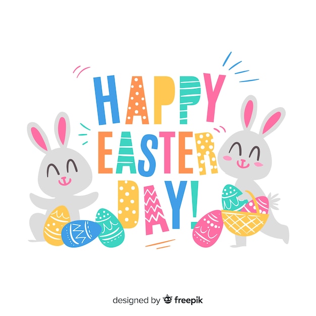 Free vector colorful text easter background