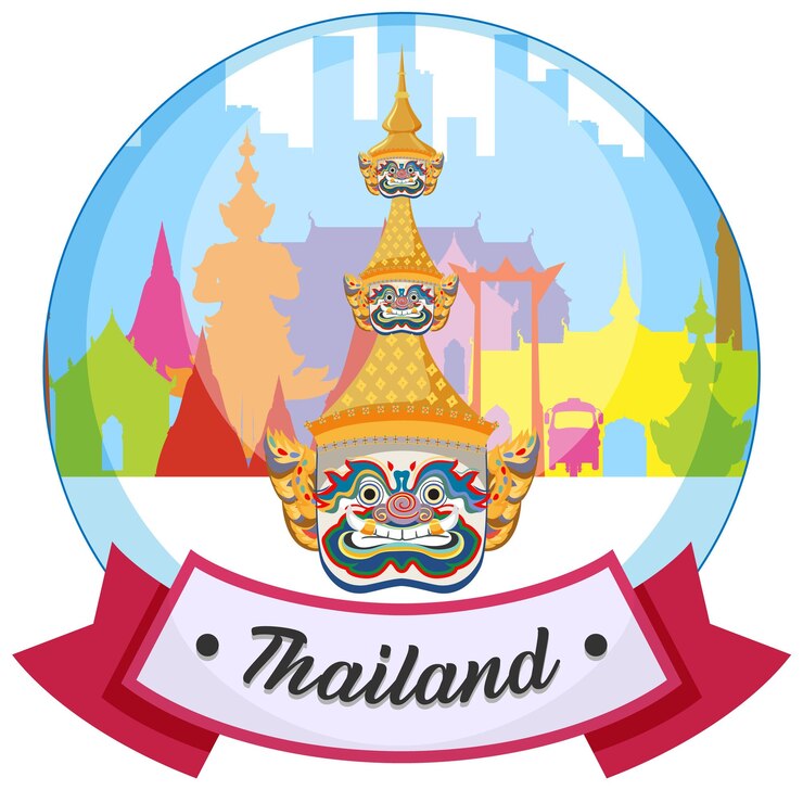 Free Vector colorful thai cultural landmark illustration