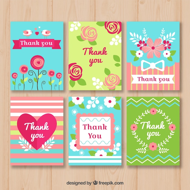 Free vector colorful thank yyou cards collection