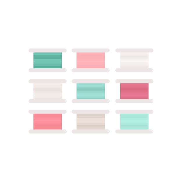 Colorful thread rolls icon illustration