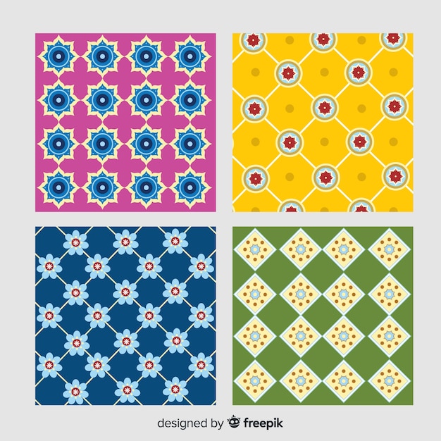 Colorful tile collection with flat design