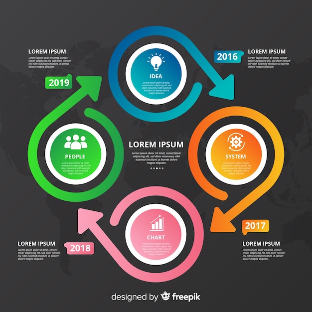 평면 디자인에 화려한 타임 라인 infographic