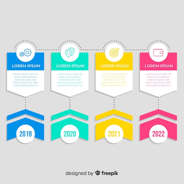 Design piatto infografica timeline colorato