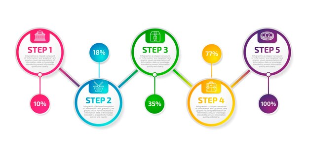 다채로운 타임 라인 infographic 템플릿