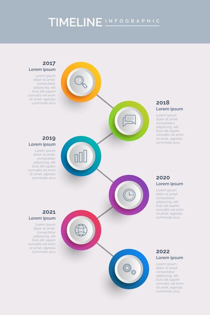 다채로운 타임 라인 infographic 템플릿