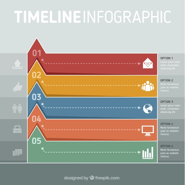 Colorful timeline infographic with different options and icons