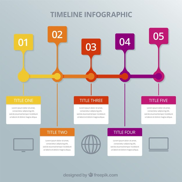 Colorful timeline infographic with minimalist icons