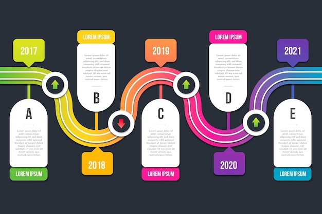 Free vector colorful timeline infographic