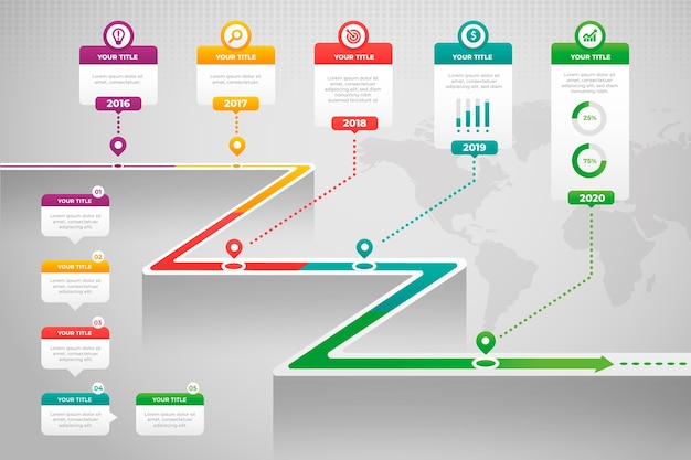 Free vector colorful timeline infographic