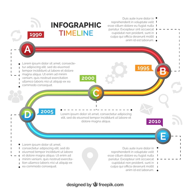 Free vector colorful timeline with professional style