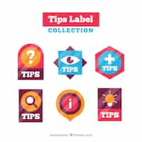 Free vector colorful tips label collection with flat design
