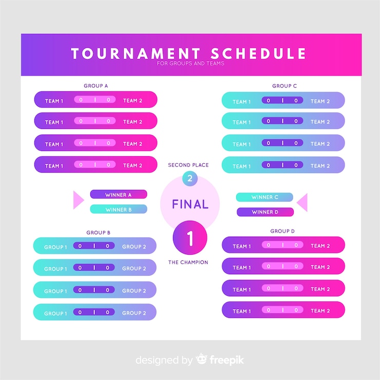 Free Vector colorful tournament schedule with flat design