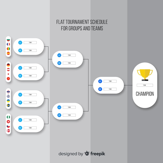 평면 디자인의 다채로운 토너먼트 일정