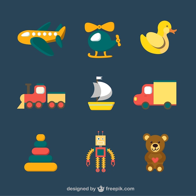 Free vector colorful toy icons