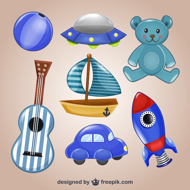 Free vector colorful toys collection