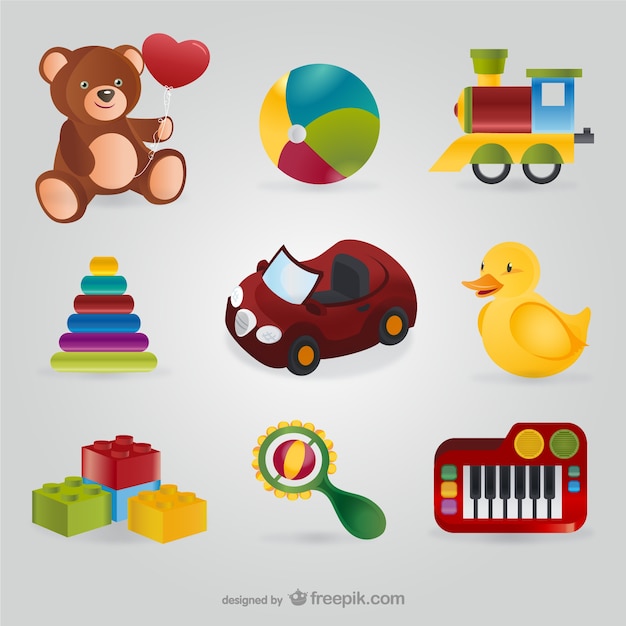 Free vector colorful toys pack