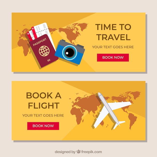 Colorful travel banners with flat design