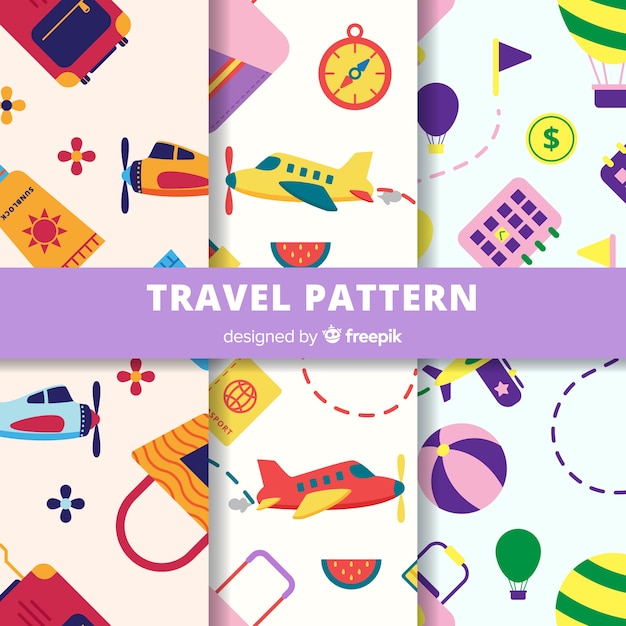 Colorful travel elements pattern