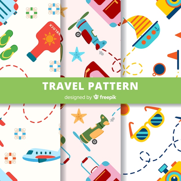 Colorful travel elements pattern
